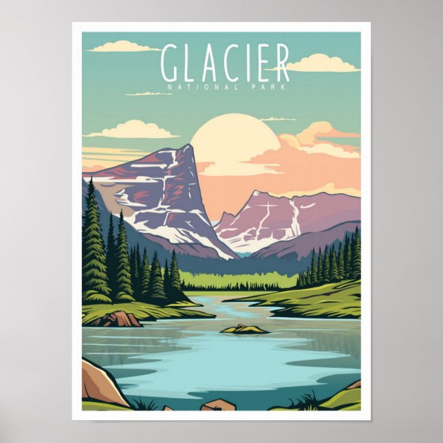 Glacier National Park Montana Vintage Travel Poster (Front)