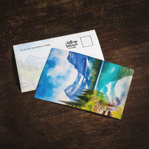 Glacier National Park Montana Watercolor Postcard