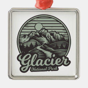 Glacier National Park Mountain Trail Metal Tree Decoration