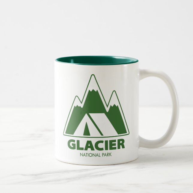Glacier National Park Mountains Camping Two-Tone Coffee Mug (Right)