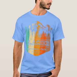 Glacier National Park Mountains Retro Hiking Campi T-Shirt