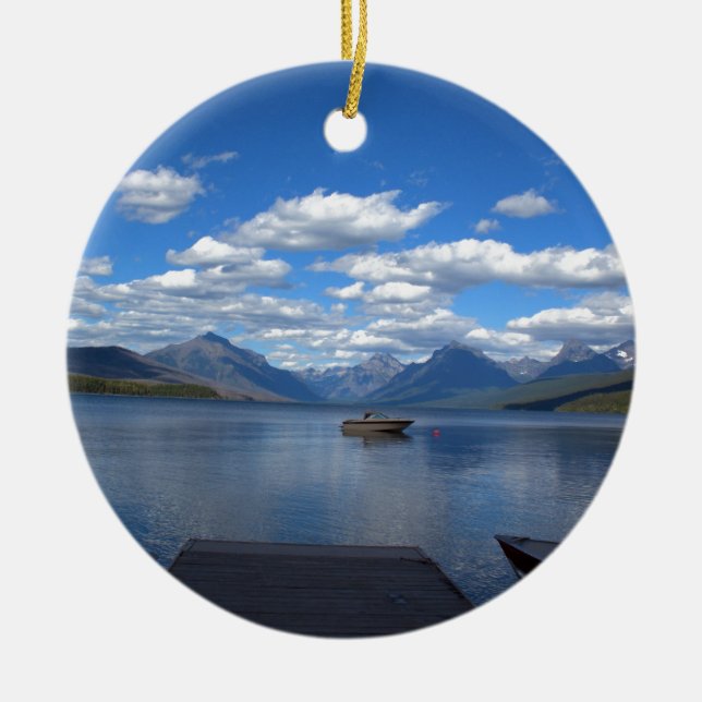 Glacier National Park photography. Ceramic Tree Decoration (Front)