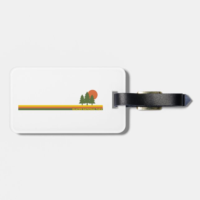 Glacier National Park Pine Trees Sun Luggage Tag (Back Horizontal)