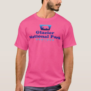 Glacier National Park Retro Badge Bear Blue T-Shirt