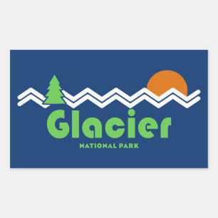Glacier National Park Retro Rectangular Sticker