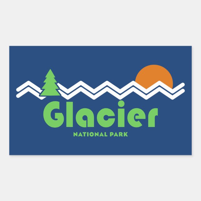 Glacier National Park Retro Rectangular Sticker (Front)
