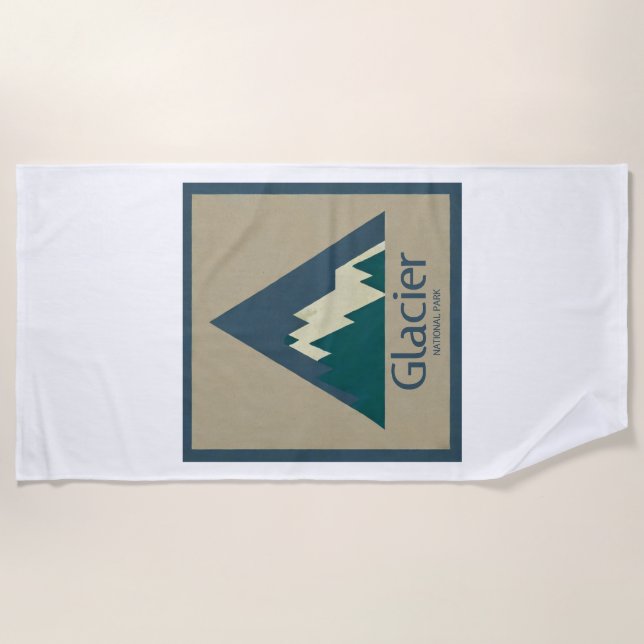 Glacier National Park Rustic Beach Towel (Front)