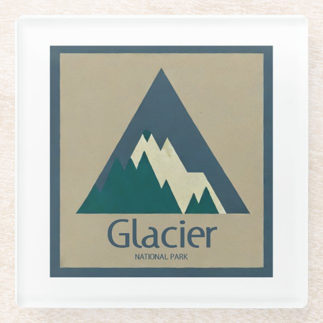 Glacier National Park Rustic Glass Coaster (Front)