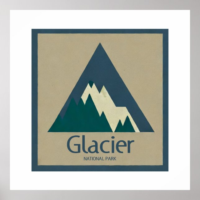 Glacier National Park Rustic Poster (Front)