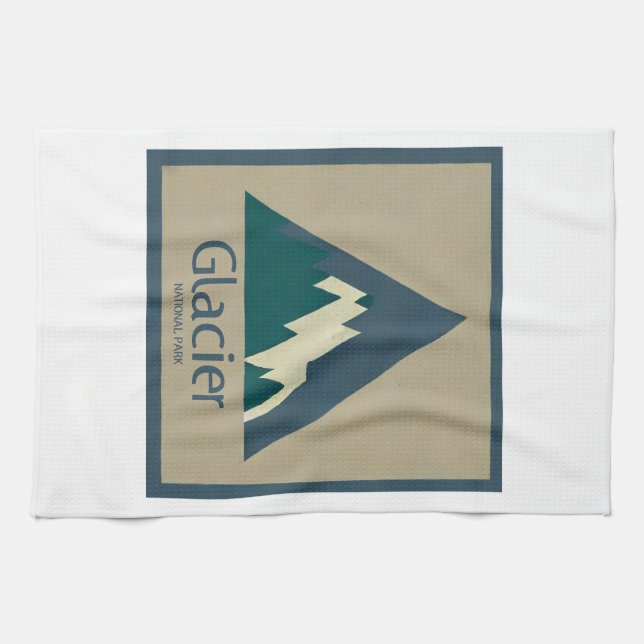 Glacier National Park Rustic Tea Towel (Horizontal)