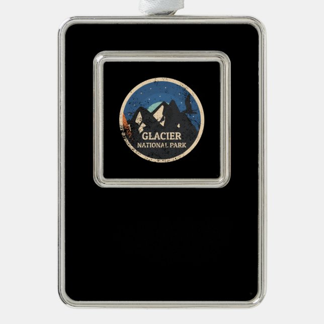 Glacier National Park Silver Plated Framed Ornament (Front)