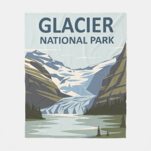 Glacier National Park Travel Art Fleece Blanket