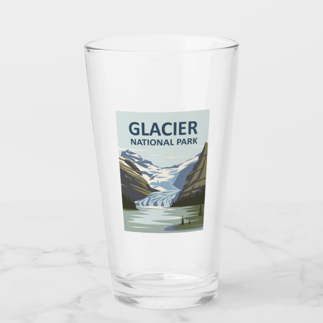 Glacier National Park Travel Art Glass (Front)