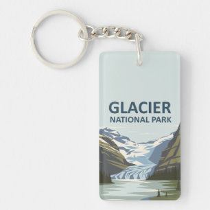 Glacier National Park Travel Art Key Ring