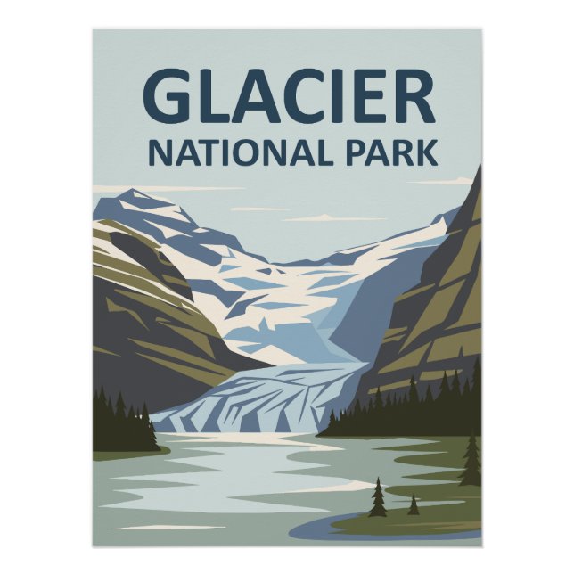 Glacier National Park Travel Art Poster (Front)