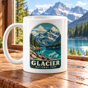 Glacier National Park Vintage Mountain Lake Coffee Mug
