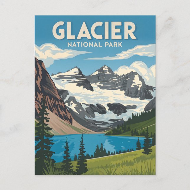 Glacier National Park vintage Postcard (Front)