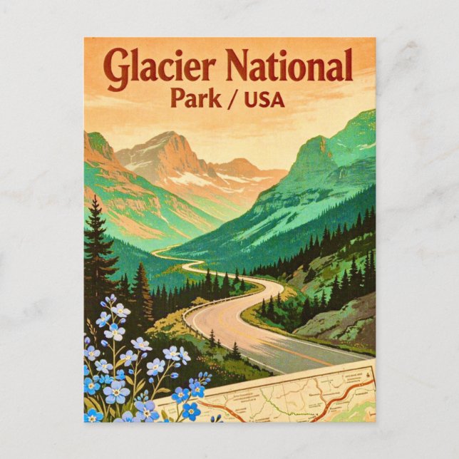 Glacier National Park Vintage Postcard (Front)