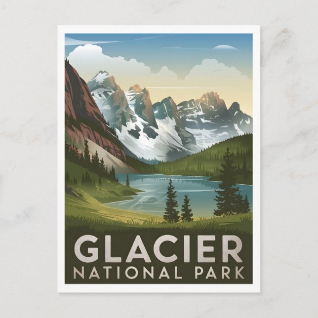 Glacier National Park vintage Postcard (Front)