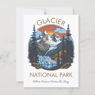 Glacier National Park Vintage Sunset Postcard