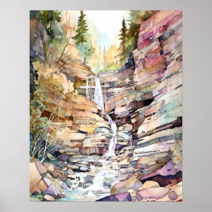 Glacier National Park Watercolor Poster