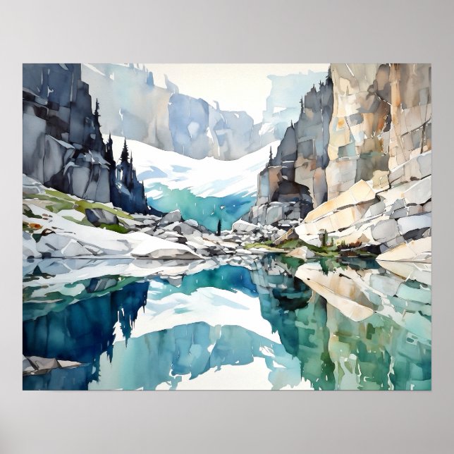Glacier National Park Watercolor Poster (Front)