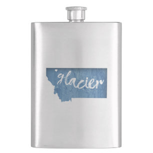 Glacier National Park Wood Grain Hip Flask