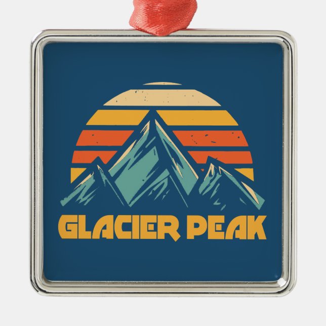 Glacier Peak Retro Turquoise Metal Tree Decoration (Front)