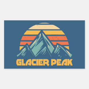 Glacier Peak Retro Turquoise Rectangular Sticker