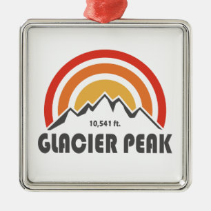 Glacier Peak, Washington Metal Tree Decoration