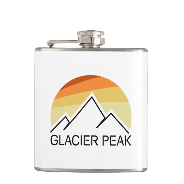 Glacier Peak Washington Retro Hip Flask (Front)