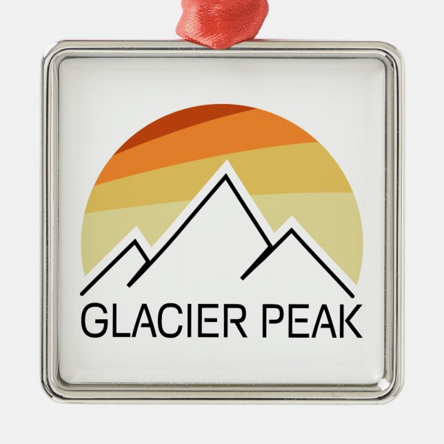 Glacier Peak Washington Retro Metal Tree Decoration (Front)