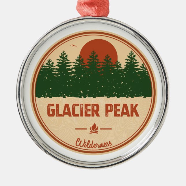 Glacier Peak Wilderness Metal Tree Decoration (Front)