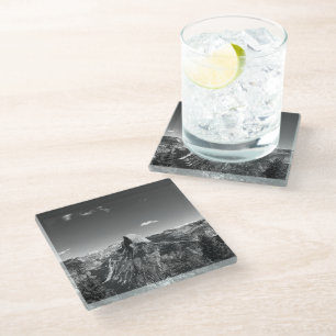 Glacier Point Yosemite Black and White Photography Glass Coaster