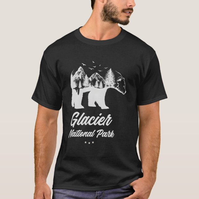 Glacier Reminder - National Park Bear Souvenir T-Shirt (Front)