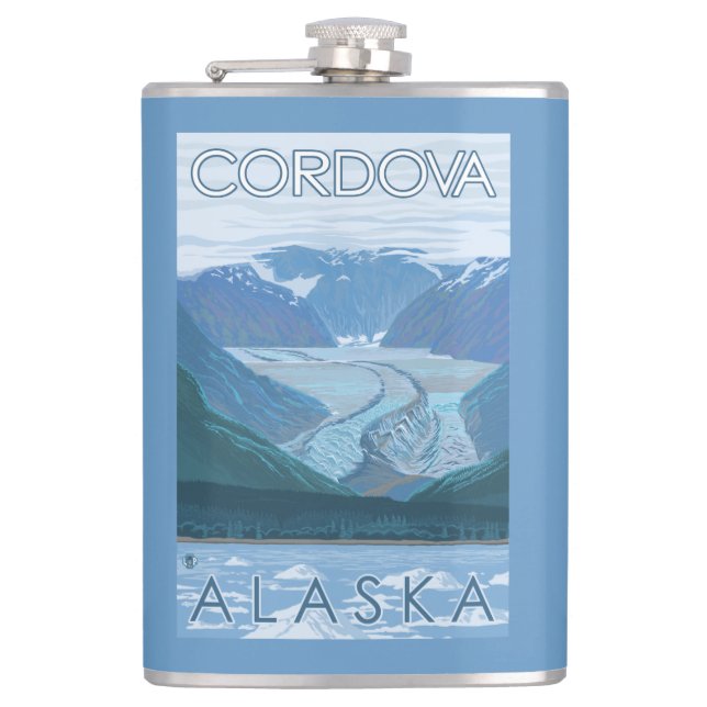 Glacier Scene - Cordova, Alaska Hip Flask (Front)