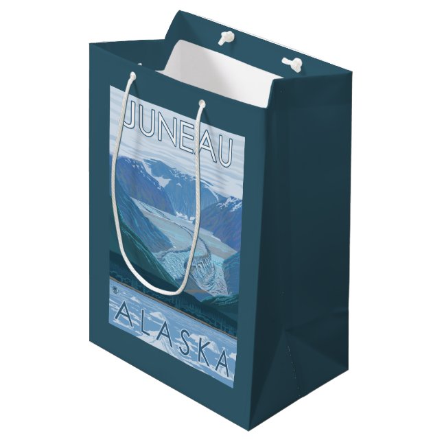 Glacier Scene - Juneau, Alaska Medium Gift Bag (Front Angled)