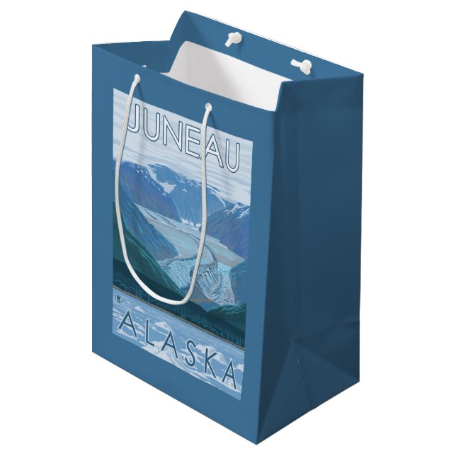 Glacier Scene - Juneau, Alaska Medium Gift Bag (Front Angled)