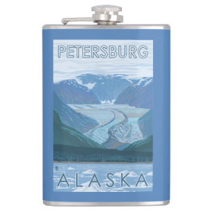 Glacier Scene - Petersburg, Alaska Hip Flask