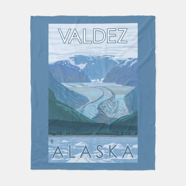 Glacier Scene - Valdez, Alaska Fleece Blanket (Front)