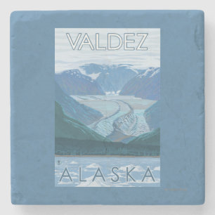 Glacier Scene - Valdez, Alaska Stone Coaster