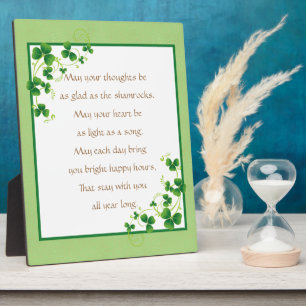 Glad As Shamrocks Irish Blessing Tabletop Plaque