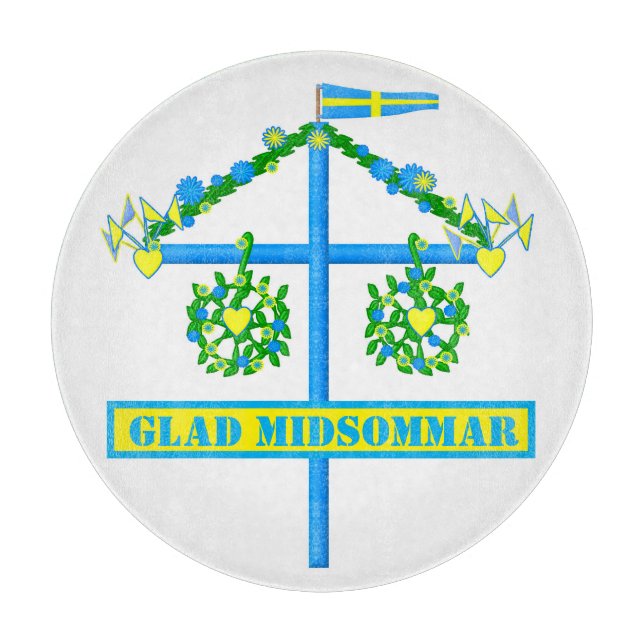 Glad Midsommar, Flagstang Personalise Cutting Board (Front)