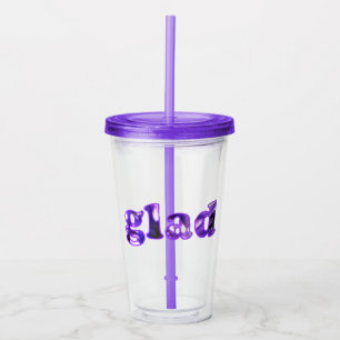 Glad spelled with purple flowers acrylic tumbler