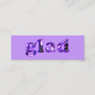 Glad spelled with purple flowers bookmarks mini business card