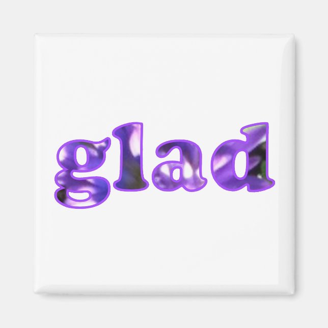 Glad spelled with purple flowers magnets (Front)