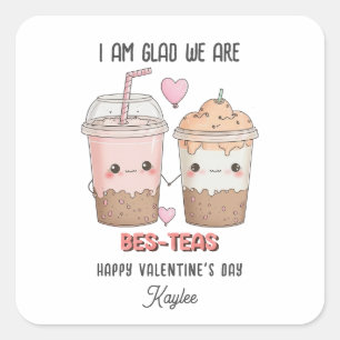 Glad We Are Bes-teas KID Valentines Day Classroom Square Sticker