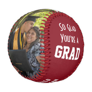 GLAD YOU'RE A GRAD 2 Photo Monogram Graduation Baseball