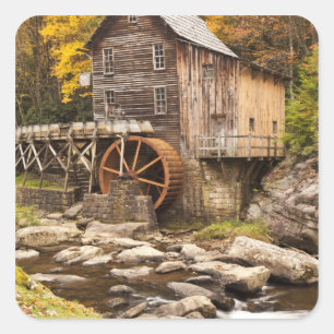 Glade Creek Grist Mill, Babcock State Park, Square Sticker