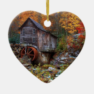 Glade Creek Grist Mill Ceramic Tree Decoration